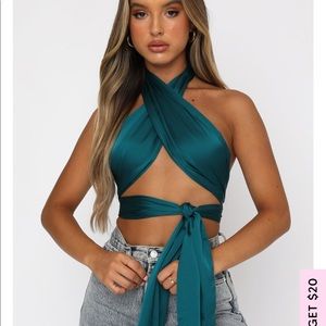 NWT white fox “special moment” satin top